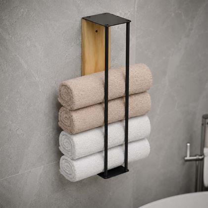 Imaginea din Suport de perete pentru prosoape lemn/metal 40 cm