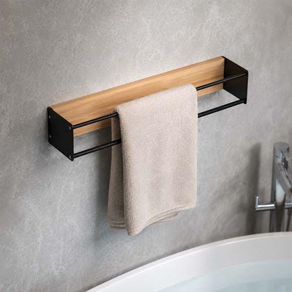 Imaginea din Suport de perete pentru prosoape lemn/metal 40 cm