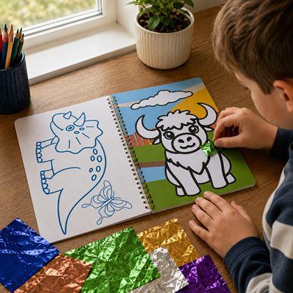Imaginea din Caiet creativ cu desene de colorat sclipitoare - animăluțe