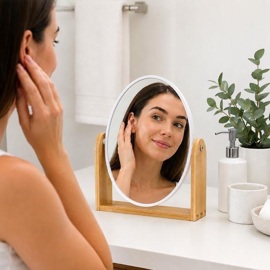 Imaginea din Oglindă cosmetică rotativă din lemn