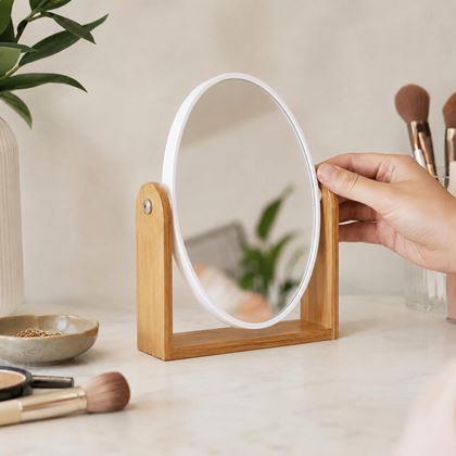 Imaginea din Oglindă cosmetică rotativă din lemn