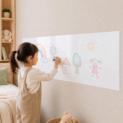 Imaginea din Tablă/folie albă pentru scris și lipit cu lavetă și marker, 200x45 cm