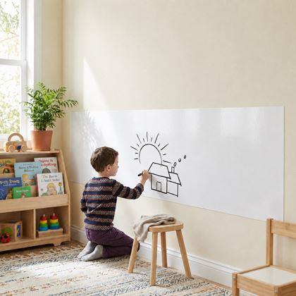 Imaginea din Tablă/folie albă pentru scris și lipit cu lavetă și marker, 200x45 cm