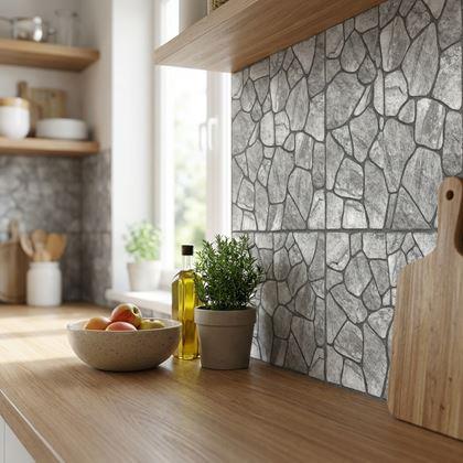 Imaginea din Placă autoadezivă cu model de piatră 30x30 cm, set 10 bucăți - gri deschis