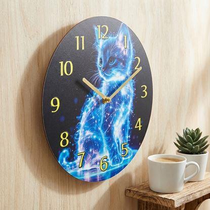 Imaginea Ceas de perete cu pisică – motiv neon