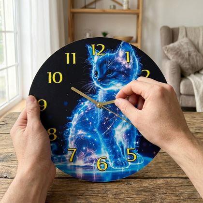 Imaginea din Ceas de perete cu pisică – motiv neon