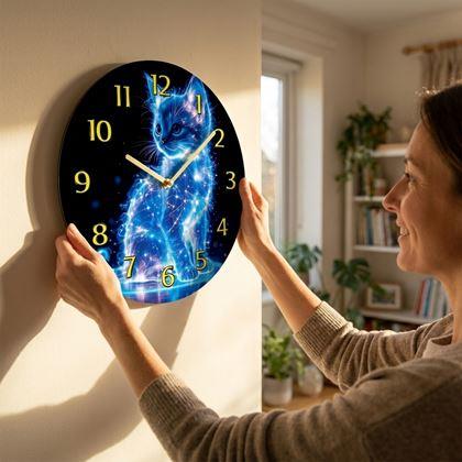 Imaginea din Ceas de perete cu pisică – motiv neon