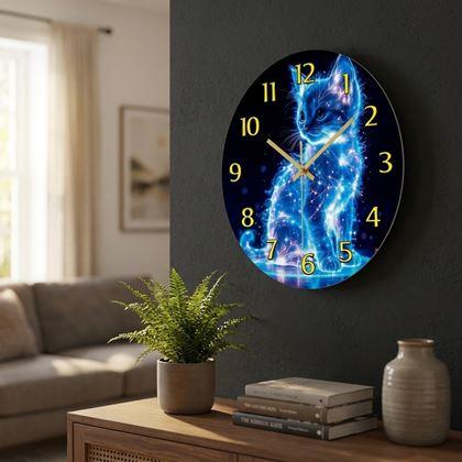 Imaginea din Ceas de perete cu pisică – motiv neon