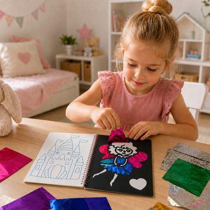 Imaginea din Caiet creativ cu desene de colorat sclipitoare - prințesă