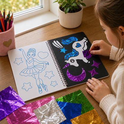 Imaginea din Caiet creativ cu desene de colorat sclipitoare - prințesă