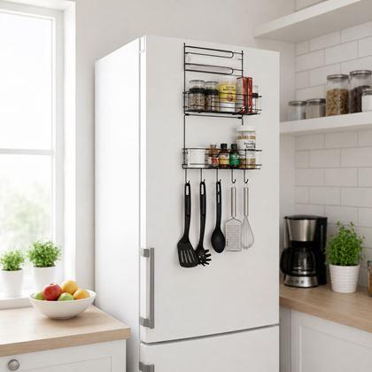 Imaginea din Organizer metalic pentru frigider negru