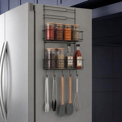 Imaginea din Organizer metalic pentru frigider negru