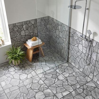 Imaginea din Placă autoadezivă cu model de piatră 30x30 cm, set 10 bucăți - gri deschis