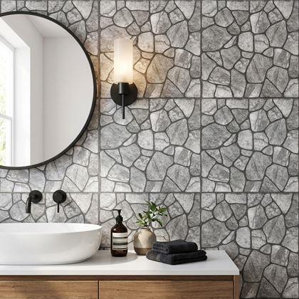 Imaginea din Placă autoadezivă cu model de piatră 30x30 cm, set 10 bucăți - gri deschis