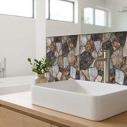Imaginea din Placă autoadezivă cu model de piatră 30x30 cm, set 10 bucăți - maro