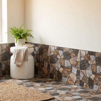 Imaginea din Placă autoadezivă cu model de piatră 30x30 cm, set 10 bucăți - maro