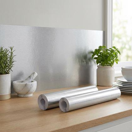 Imaginea din Tapetă metalică autocolantă, 60 cm x 2 m - Argintiu