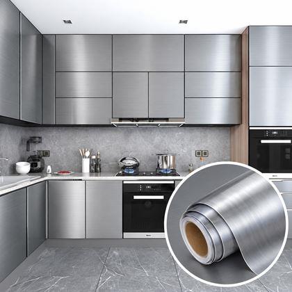 Imaginea din Tapetă metalică autocolantă, 60 cm x 2 m - Argintiu