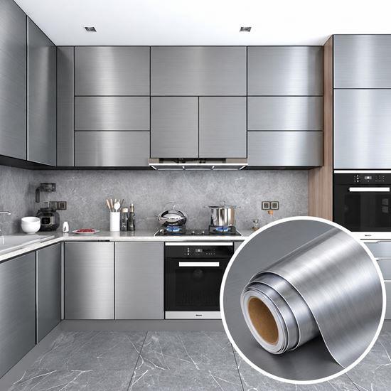 Imaginea din Tapetă metalică autocolantă, 60 cm x 2 m - Argintiu