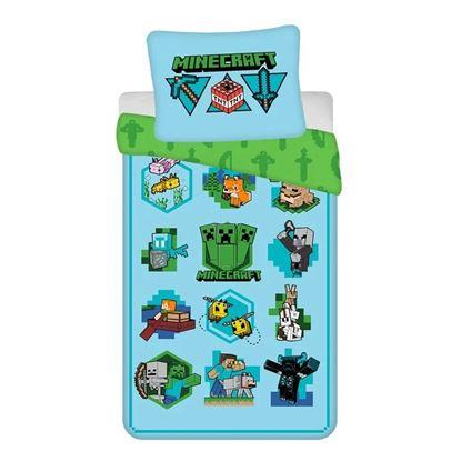 Imaginea Lenjerie de pat din bumbac Minecraft Let's Play 140x200, 70x90 cm