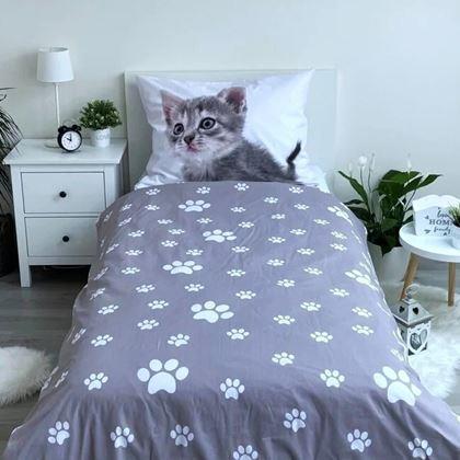 Imaginea din Lenjerie de pat cu fotoprint - Pisici - gri, 140x200, 70x90 cm
