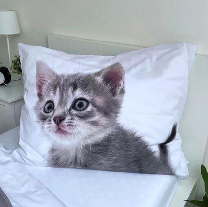 Imaginea din Lenjerie de pat cu fotoprint - Pisici - gri, 140x200, 70x90 cm